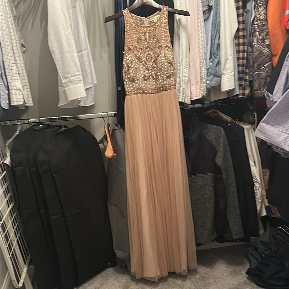 Blush Pink Sequin Halter Maxi Gown for Weddings to prom